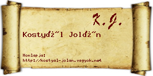 Kostyál Jolán névjegykártya